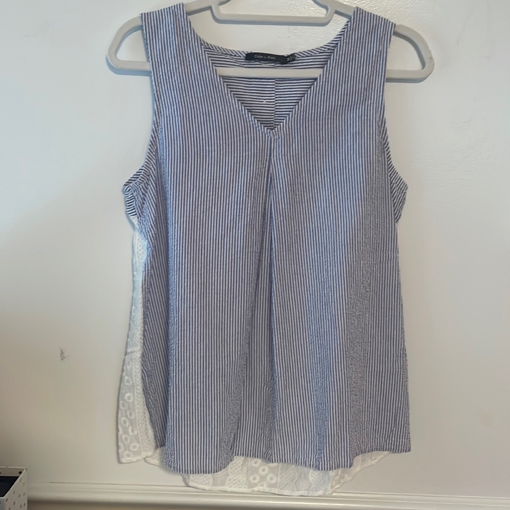 Size Medium blue and white striped tank top from Doe & Rae